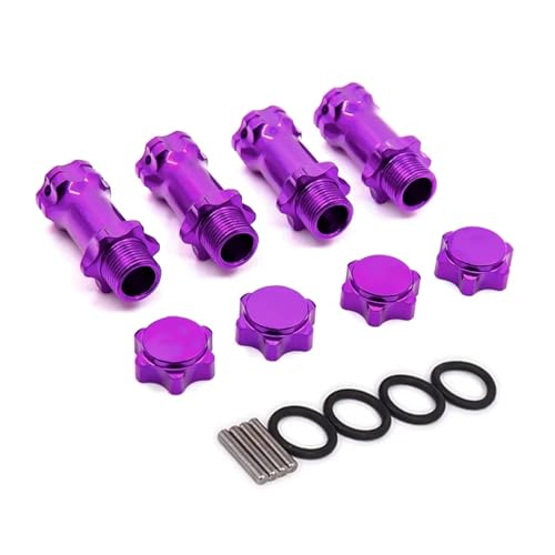 RC Cars Teile Kompatibel Mit HSP Für Truggy 1/8 Scale RC Für Monster Truck Teile Metalle 17 Mm Radsechskant 30 Mm Länger Verbesserte Halterung Adapterabdeckung Nabe(Purple) von QWHTYO