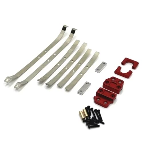 RC Cars Teile Kompatibel Mit MN82 LC79 1/12 RC-Autoteilen, Metall-Hinterachs-Stoßdämpfer Für Blattfedern Und Festem Sitzhalterungssatz(Red) von QWHTYO