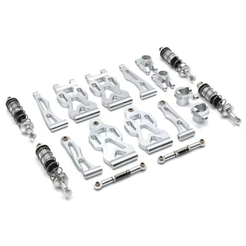 RC Cars Teile Kompatibel Mit SCY 16101 16102 16106 Für JJRC Q130A Q130B 1/16 RC-Autozubehörteile, Metall-Stoßdämpfersatz Für Vorder- Und Hinterarm(Silver) von QWHTYO