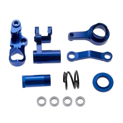 RC Cars Teile Kompatibel Mit Traxxas Für Slash Für Hoss 1/10 RC-Autoteile, Metall-Lenkhebel Und Drag Link Servo Saver Set 6845X(Blue) von QWHTYO