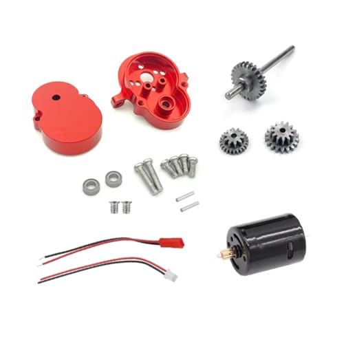 RC Cars Teile Kompatibel Mit WPL D12 D42 1/10 RC-Auto-Upgrade-Teile Zubehör Metallgetriebe Mit 370-Motor Stahlgetriebe(Red) von QWHTYO