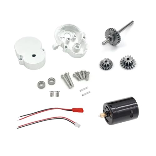 RC Cars Teile Kompatibel Mit WPL D12 D42 1/10 RC-Auto-Upgrade-Teile Zubehör Metallgetriebe Mit 370-Motor Stahlgetriebe(Silver) von QWHTYO