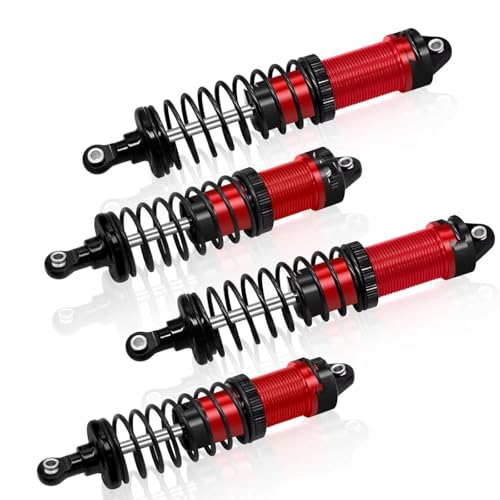 Stoßdämpfer RC Car Kompatibel Mit Arrma Für Rock Für Granite Für Senton Für Typhon 1/8 1/10 RC Truck Upgrade-Teile Aluminium-Stoßdämpfer-Dämpfer(Red) von QWHTYO
