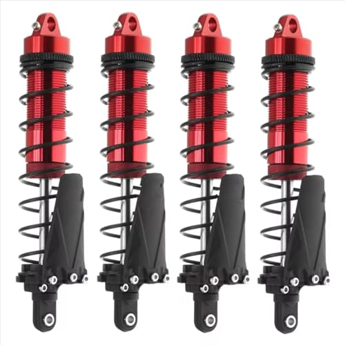 Stoßdämpfer RC Car Kompatibel Mit Axial Für SCX10 AXI03007 RBX10 D90 Für TRX4 1/10 RC Crawler Autoteile 4PCS Metall 120Mm Stoßdämpfer Öldämpfer(Red) von QWHTYO