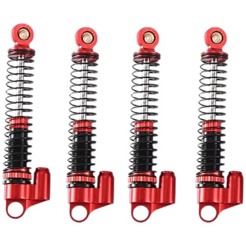 Stoßdämpfer RC Car Kompatibel Mit Axial Für SCX24 AX24 1/24 RC Crawler Auto Upgrade Teile Zubehör 4 Stück 53 Mm Metall Öl Stoßdämpfer Dämpfer(Red) von QWHTYO