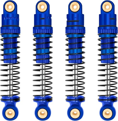 Stoßdämpfer RC Car Kompatibel Mit Axial Für SCX24 C10 Für JLU Für Deadbolt Für Gladiator Für Bronco RC-Autoteil, Ölgewinde, Stoßdämpfer Vorne Und Hinten(Blue) von QWHTYO