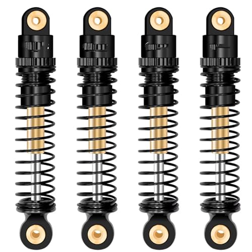 Stoßdämpfer RC Car Kompatibel Mit Axial Für SCX24 C10 Für JLU Für Deadbolt Für Gladiator Für Bronco RC-Autoteile, Aluminium-Stoßdämpfer Vorne Und Hinten(Black) von QWHTYO
