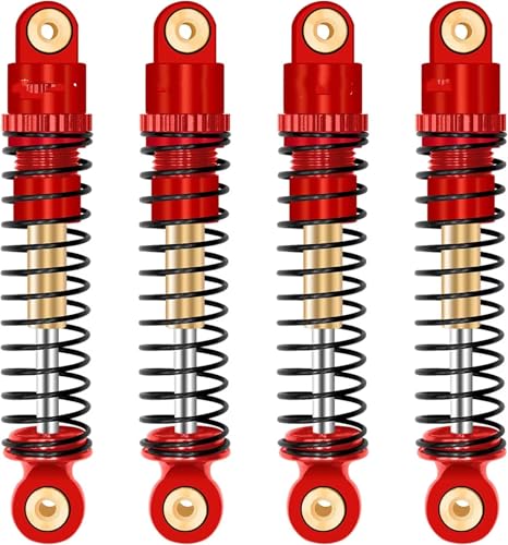 Stoßdämpfer RC Car Kompatibel Mit Axial Für SCX24 C10 Für JLU Für Deadbolt Für Gladiator Für Bronco RC-Autoteile, Vorne Und Hinten, Aluminium-Stoßdämpfer(Red) von QWHTYO