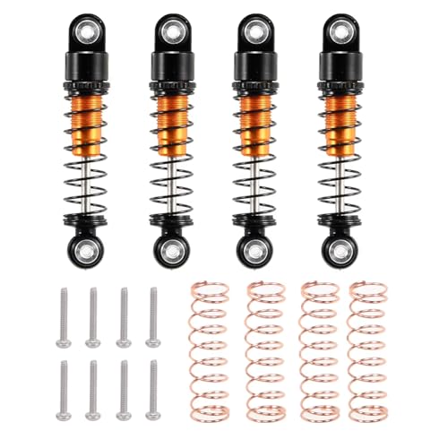 Stoßdämpfer RC Car Kompatibel Mit Axial Für SCX24 Für JLU Für Gladiator 1/24 RC Crawler Car Upgrade-Teile 4 Stück 32 Mm Öl Metall Stoßdämpfer Dämpfer(Yellow) von QWHTYO