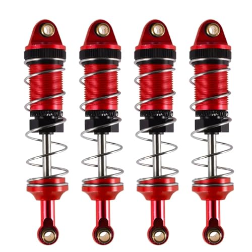 Stoßdämpfer RC Car Kompatibel Mit MN128 MN86 G500 1/12 Fernbedienungsauto-Upgrade-Teile Zubehör 4 STÜCKE 74 Mm Aluminium-Hydraulikstoßdämpfer(Red) von QWHTYO