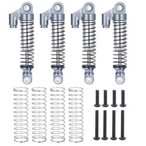 Stoßdämpfer RC Car Kompatibel Mit TRX-4M Für Bronco Für Defender 1/18 RC Crawler Car Upgrade-Teile 4-teilig Metall 51 Mm Ölstoßdämpfer Dämpfer(Silver) von QWHTYO