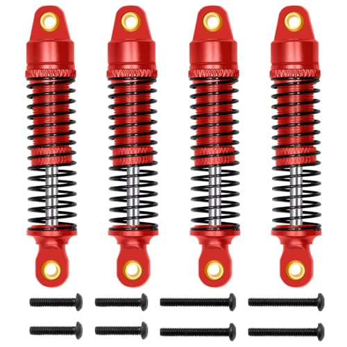 Stoßdämpfer RC Car Kompatibel Mit TRX4M Für Bronco Für Defender 1/18 RC-Auto-Upgrade-Teile, 4 Stück, 50 Mm, Stoßdämpfer Aus Aluminiumlegierung Für Federdämpfer 9764(Red) von QWHTYO