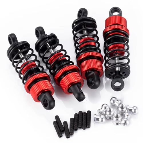Stoßdämpfer RC Car Kompatibel Mit Tamiya Für TT02 1/10 RC Drift Car Upgrade-Teile Zubehör 4-teilige Ölstoßdämpfer Aus Metall-Aluminiumlegierung(Red) von QWHTYO