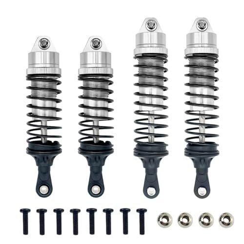 Stoßdämpfer RC Car Kompatibel Mit Traxxas Für Slash Für Rustler Für VXL Für Stampede 1/10 RC-Auto-Upgrade-Teil, Aluminiumlegierung, Stoßdämpfer Vorne Und Hinten(Silver) von QWHTYO