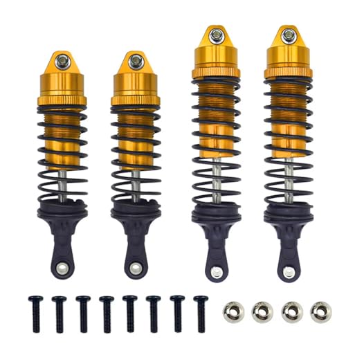 Stoßdämpfer RC Car Kompatibel Mit Traxxas Für Slash Für Rustler Für VXL Für Stampede 1/10 RC-Auto-Upgrade-Teil, Aluminiumlegierung, Stoßdämpfer Vorne Und Hinten(Yellow) von QWHTYO