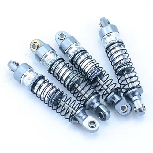 Stoßdämpfer RC Car Kompatibel Mit Traxxas Für TRX4M Für Bronco Für Defender D90 D110 1/18 RC Crawler Autoteile 4 Stück Metall Stoßdämpfer Vorne Hinten(Silver) von QWHTYO