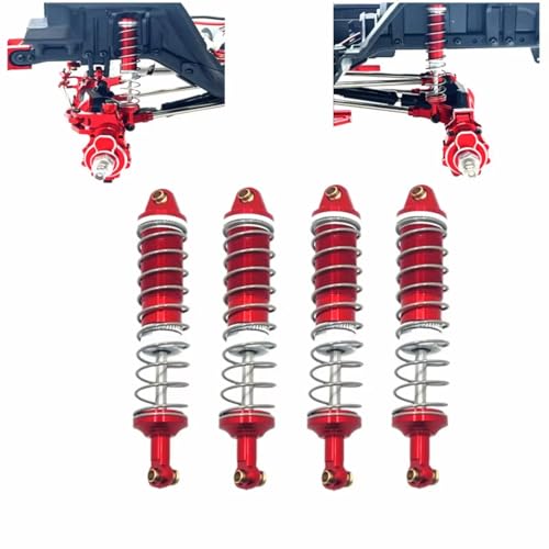 Stoßdämpfer RC Car Kompatibel Mit WLtoys 104006 104010 104020 104026 1/10 Fernbedienung Autoteile Metall Upgrade Hydraulischer Stoßdämpfer(Red) von QWHTYO