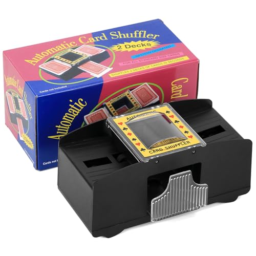 QWORK® Automatischer Kartenmischer 2 Decks, Kartenmischmaschine, batteriebetrieben mit Anti-Cheating-Funktion, Batterien Nicht im Lieferumfang enthalten von QWORK
