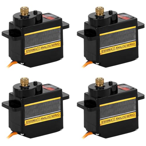 QWORK® ES08MA Mikroservomotor, Metallgetriebe Hochgeschwindigkeits Drehmoment Digital Analog Servo 4.8 V-6 V, für Robotik und RC-Anwendungen von QWORK