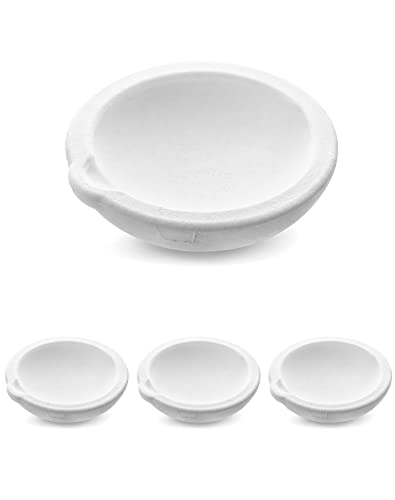 QWORK Keramik-Tiegelschale, 4 Stück, Quarz-Schmelzschalen zum Schmelzen, Gießen, Verfeinern, Gold, Silber, Messinglegierung, 100 g von QWORK