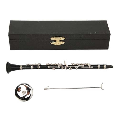 Bassklarinette Koffer, Miniatur Klarinette Modell, 18.8 cm mit Ständer und Etui - Detaillierte Dekoration, Tragbar und Realistisch, Ideal für Musikliebhaber und Puppenhaus von QWUUYEC