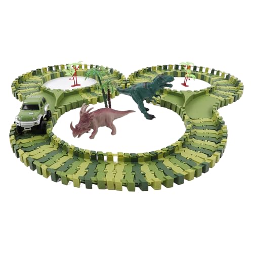 Dinosaur - Rennbahnspielzeug – Flexibles Trackset für vielseitigen Spielspaß + lebensechte Dinosauriermodelle + einfach zusammenzubauen für und Mädchen von QWUUYEC