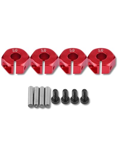 QWUUYEC 12 mm Universal Wheel Hex Hub Adapter Feste hochwertige Aluminiumlegierung RC -Autodes -Accessoire (5.0MM red) von QWUUYEC