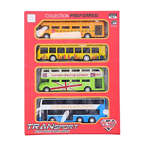 QWUUYEC 4pcs Leges Bus Toys Set Early Educational Pull Backfahrzeugmodell für Kinder Kinderspielzeug (Typ 1) (Typ 2) (Typ 3) (Typ 4) von QWUUYEC