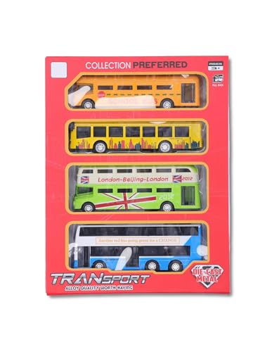 QWUUYEC 4pcs Leges Bus Toys Set Early Educational Pull Backfahrzeugmodell für Kinder Kinderspielzeug (Typ 1) (Typ 2) (Typ 3) (Typ 4) von QWUUYEC