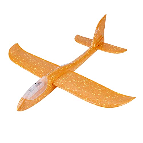 QWUUYEC Flying Mini werfen gleiter glänzender Nacht Flugzeug Handzeughand -Flugzeug -Flugzeugmodell für Kinder und Jugendliche (Orange) von QWUUYEC