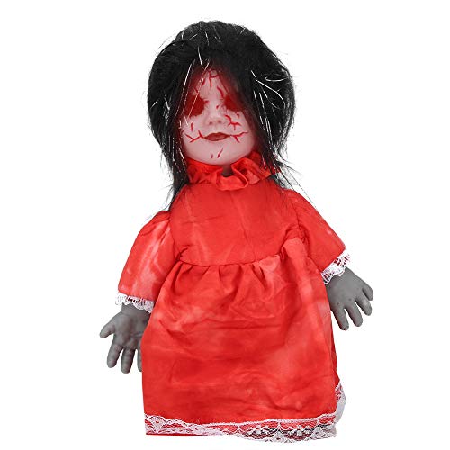 QWUUYEC Haunted gruselige Puppe gruselige Walking -Requisiten für Halloween Erwachsene Kinder Spielzeug weiße Schwarze empfindliche kontrollierte (Z113 Walking Ghost Kid Black Hair red Clothes) von QWUUYEC