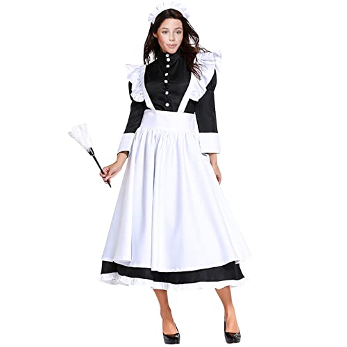 dienstmädchen kostüm dienstmädchen Kleid britischer Stil filmcharakter haushälterin Anzug Anzug Anzug Langer Rock männer und Frauen kleiden Sich Plakat zur mittelalterlichen Geschichte von QWUVEDS