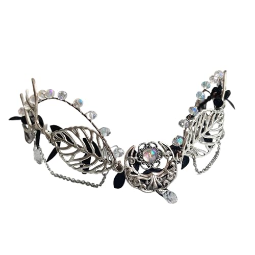 QWWQYDY Kopfschmuck Elfen Wald Splitter Fee Kopfschmuck Wald Zweig Stirnband Elf Ohr Manschetten Krone Stirnband Ohrringe Zubehör for Cosplay Dekoration(As picture-02) von QWWQYDY