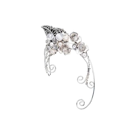 QWWQYDY Kopfschmuck Elfen Wald Splitter Fee Kopfschmuck Wald Zweig Stirnband Elf Ohr Manschetten Krone Stirnband Ohrringe Zubehör for Cosplay Dekoration(S012 one piece left) von QWWQYDY