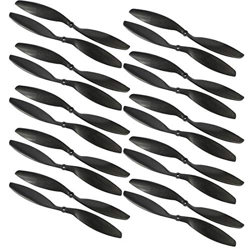 QWinOut 3k Carbon Fiber Propeller Cw CCW 8045 8047 9047 1045 1047 1147 1238 1245 1447 1555 CF Props for RC Quadcopter Hexacopter Multi Rotor UFO (1245, 10 Pairs) von QWinOut
