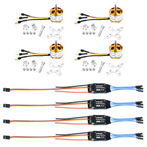 QWinOut A2212 1000KV Brushless Outrunner Motor 13T + 30A Speed Controller ESC + 3.5mm Banana Connectors for DIY RC Drone Aircraft KK 4 Axle Copter UFO von QWinOut