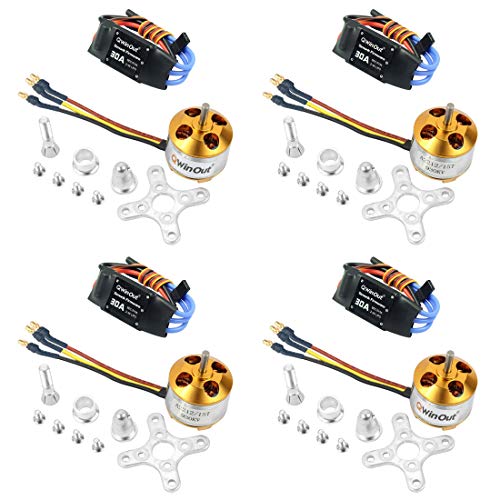 QWinOut A2212 930KV Brushless Outrunner Motor 15T + 30A Speed Controller ESC,RC Aircraft KK Copter UFO (4 Set) von QWinOut