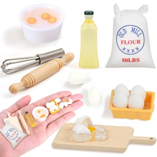 Wichtel Zubehör, 1/12 Miniatur Puppenhaus Zubehör Mini Eier Nudelholz Mehlsack Schneebesen Ölflasche Miniatur Wichtel Backset, Miniatur Wichtel Zubehör Küche Möbel Backen Zubehör Wichtel Zubehör, 1/12 Miniatur Puppenhaus Zubehör Mini Eier Nudelholz Mehlsack Schneebesen Ölflasche Miniatur Wichtel Backset, Miniatur Wichtel Zubehör Küche Möbel Backen Zubehör von QXRXN