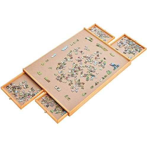 QXTT Puzzletisch Mit 4 Schubladen Puzzle Tisch Mit Schubladen Groß Puzzleplateau Aus Holz Puzzle Table Mit Glatter Arbeitsfläche Puzzle Board Holz Puzzle-speichersystem,2000pc von QXTT