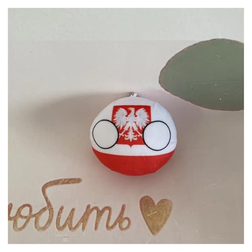 QXXKJDF 7,9 Zoll, 3,9 Zoll Polnischer Ball, Country Ball, Pakistan, Frankreich, Kanada, EU, Plüschtier, Country Balls, (Poland1,3.7in) von QXXKJDF