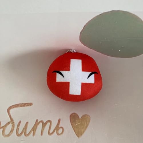 QXXKJDF 7,9 Zoll, 3,9 Zoll polnische Bälle, Country Ball, Japan, Ukraine, USA, Mexiko, Plüschtier, Country Balls(Switzerland,7.8in) von QXXKJDF