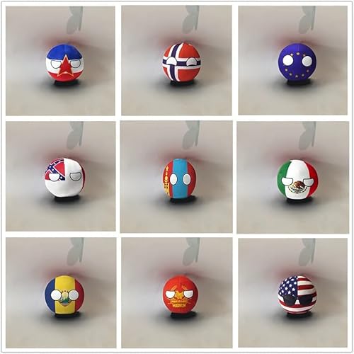 QXXKJDF 7,9 Zoll 3,9 Zoll Country-Bälle, Plüsch, Deutschland, Fidschi, Kongo, Mexiko, Kanada, Kongo, Plüschtiere, Country-Ball(9PC1,7.8in) von QXXKJDF
