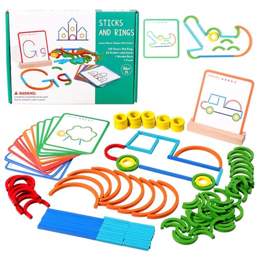 Montessori Spielzeug für Kinder ab 3 4 5 Jahre, 120 Stück Puzzle Stöcke und Ringe mit Karten, Lernspiele Pädagogisches Puzzle Geburtstag Holzpuzzles Geschenk für Jungen Mädchen 3-6 Jahre Montessori Spielzeug für Kinder ab 3 4 5 Jahre, 120 Stück Puzzle Stöcke und Ringe mit Karten, Lernspiele Pädagogisches Puzzle Geburtstag Holzpuzzles Geschenk für Jungen Mädchen 3-6 Jahre von QYDKWK