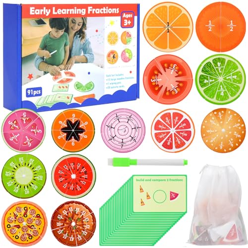 QYDKWK Brüche Lernen Montessori Spielzeug Kinder Obst Fraktion Demonstrator Grundschule Schulbedarf Mathe-Lehrmittel lernspiel Einschulung Geschenk 3. 4. 5.Klasse Mädchen Jungen ab 6 7 8 9 Jahre von QYDKWK