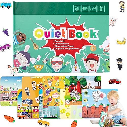 QYDKWK Quiet Book Montessori Spielzeug ab 2 3 4 Jahre, Interaktiv Lernspielzeug Pädagogisches Spielzeug Ruhiges Buch für Kleinkinder Kinder frühes Englischlernen und Entwicklung Fertigkeiten von QYDKWK