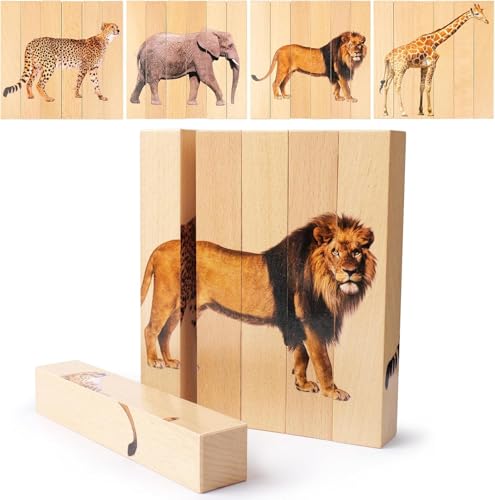QYDKWK Holzpuzzles für Kinder ab 2 Jahren Chunky Tierpuzzle 4 in 1 Tier-Blockpuzzle Montessori Holzspielzeug Geschenke für Kleinkinder Jungen und Mädchen QYDKWK Holzpuzzles für Kinder ab 2 Jahren Chunky Tierpuzzle 4 in 1 Tier-Blockpuzzle Montessori Holzspielzeug Geschenke für Kleinkinder Jungen und Mädchen von QYDKWK