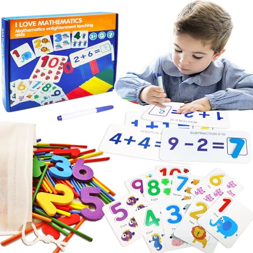 QYDKWK Montessori Spielzeug ab 3 Jahre, Vorschule Zählen Mathe Lernen Lernspiele 3 4 5 6 Jahre Jungen und Mädchen Kinderspielzeug Pädagogisches Spielzeug Einschulung Geschenk von QYDKWK