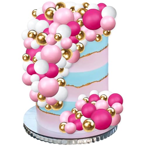 108 Stück Tortendeko Kugeln, Cake Topper, Cake Topper Schaum Ball, Mini-Balls Tortenaufleger für mädchen Geburtstag Hochzeit Party Babyparty Geburtstag Torte Dekorieren (Weiß, Rosa, Gold) von QYEHF
