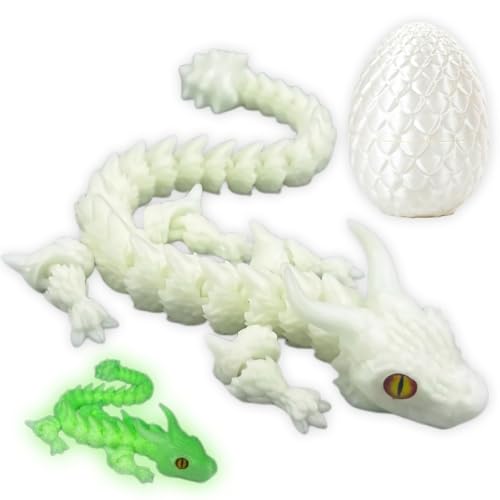 Drachenei, 3D Gedruckter Beweglicher Drachen Spielzeug,Ostern Überraschungs Drachenei Figuren,Drachenei mit Drache für Geburtstag Halloween Weihnachten Ostern Festgeschenke (Grünes Leuchten im Dunkeln von QYEHF