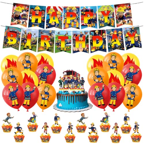 Feuerwehr Geburtstag Deko,32 PCS Feuerwehrauto Folienballon, Latexballons mit Feuerwehrauto Motiv, Feuerwehrmann Happy Birthday Banner Kindergeburtstag Party Dekoration Feuerwehr Geburtstag Deko,32 PCS Feuerwehrauto Folienballon, Latexballons mit Feuerwehrauto Motiv, Feuerwehrmann Happy Birthday Banner Kindergeburtstag Party Dekoration von QYEHF